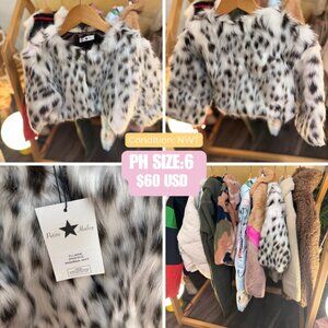 Petite Hailey Fur Jacket White/Black- 6Y